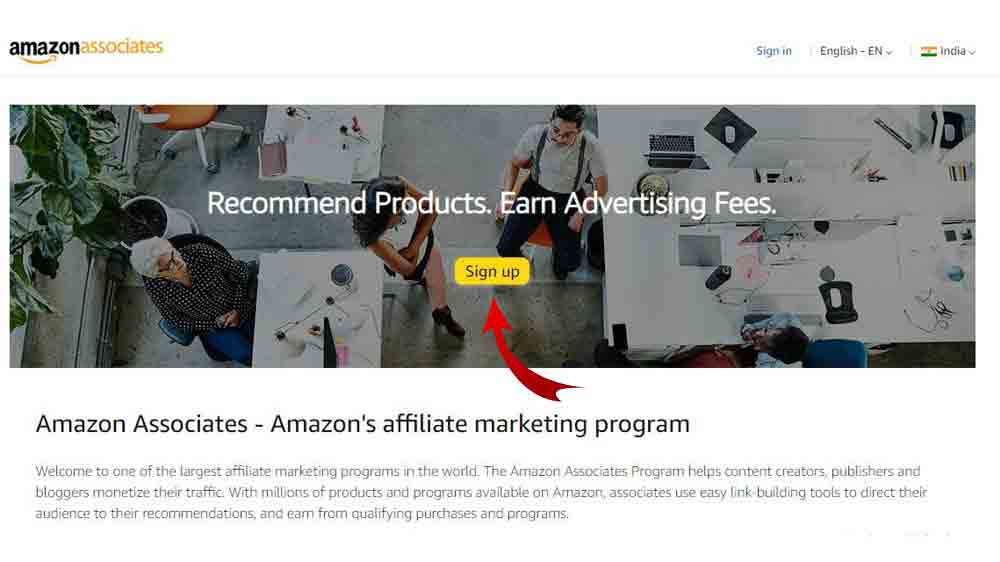 amazon affiliate how to sign up
