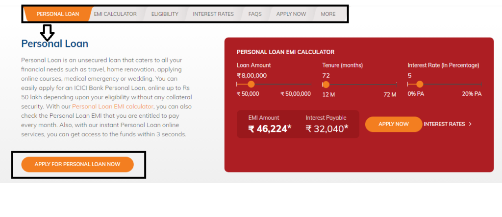icici personal loan apply online process