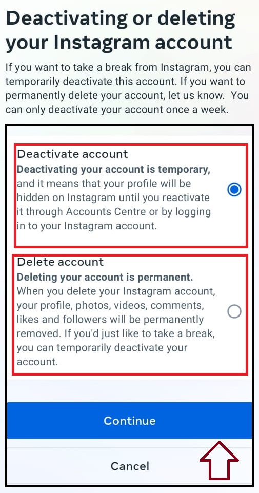 delete instagram account 1